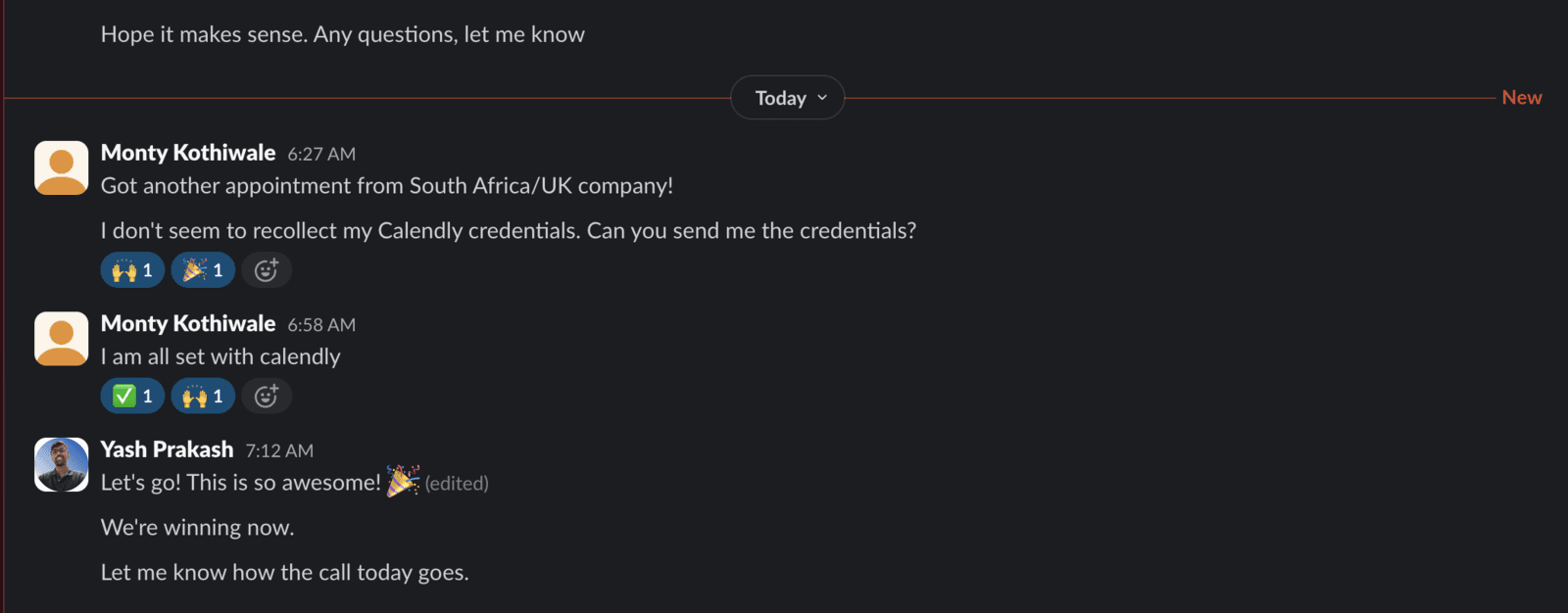 Slack message: a booked appointment from an ICP-fit lead